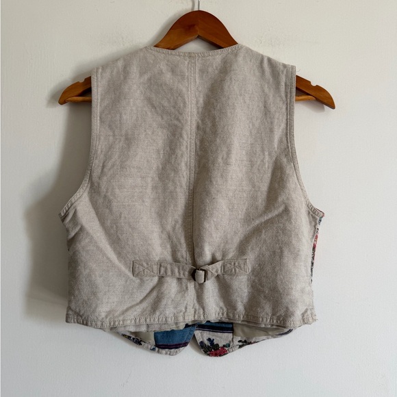 Vintage LizWear Petite Floral Linen Blend Button Down Vest size Small - Picture 4 of 7